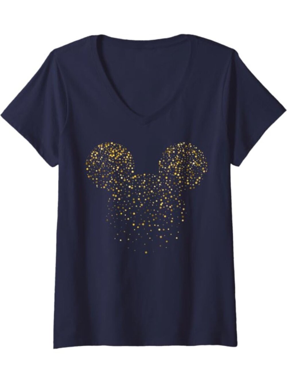 Disney New Year - Confetti Outline of Mickey Mouse - Women's Large Navy T-Shirt
